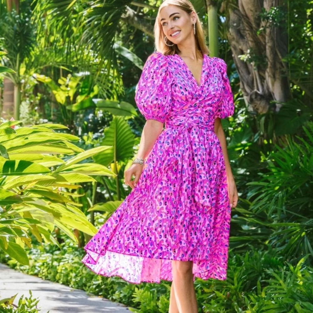 Lilly Pulitzer Juney Midi Dress in Wild Fuchsia Spotted in Love